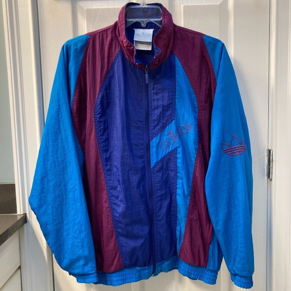 Vintage 90s Adidas Windbreaker Full Zip Trefoil Track Jacket Size Large